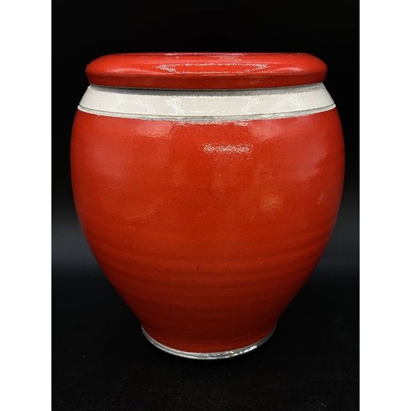 Rift Zone Pottery Hawaii Bright Red Raku Studio Art Vase Robert & Cathy Joiner - Picture 1 of 11